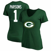 Green Bay Packers Micah Parsons Women's Plus Size Name & Number V-Neck T-Shirt | NFL Sale
