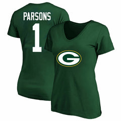 Green Bay Packers Micah Parsons Women's Plus Size Name & Number V-Neck T-Shirt | NFL Sale