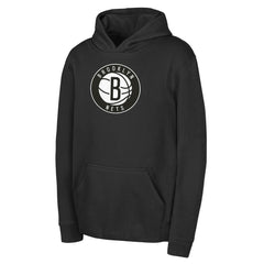 Black Brooklyn Nets Outerstuff Youth Logo Fleece Hoodie | NBA