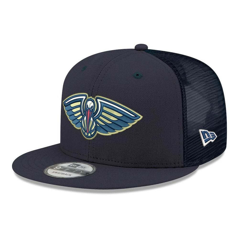 Navy New Orleans Pelicans Core Logo Meshback 9FIFTY Snapback Hat | NBA