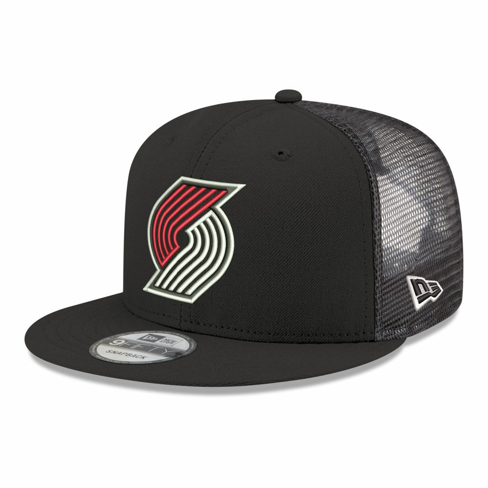 Black Portland Trail Blazers Core Logo Meshback 9FIFTY Snapback Hat | NBA