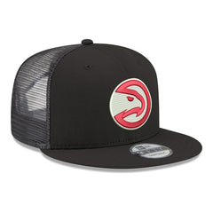 Black Atlanta Hawks Core Logo Meshback 9FIFTY Snapback Hat | NBA