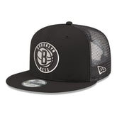 Black Brooklyn Nets Core Logo Meshback 9FIFTY Snapback Hat | NBA