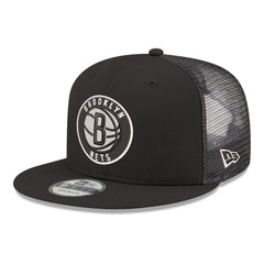 Black Brooklyn Nets Core Logo Meshback 9FIFTY Snapback Hat | NBA