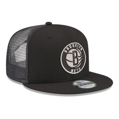 Black Brooklyn Nets Core Logo Meshback 9FIFTY Snapback Hat | NBA