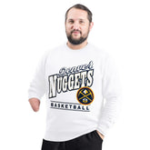 White Denver Nuggets G-III Sports by Carl Banks Adaptive Headliner Fleece Crewneck Sweatshirt sale | NBA