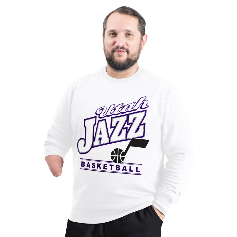 White Utah Jazz G-III Sports by Carl Banks Adaptive Headliner Fleece Crewneck Sweatshirt | NBA