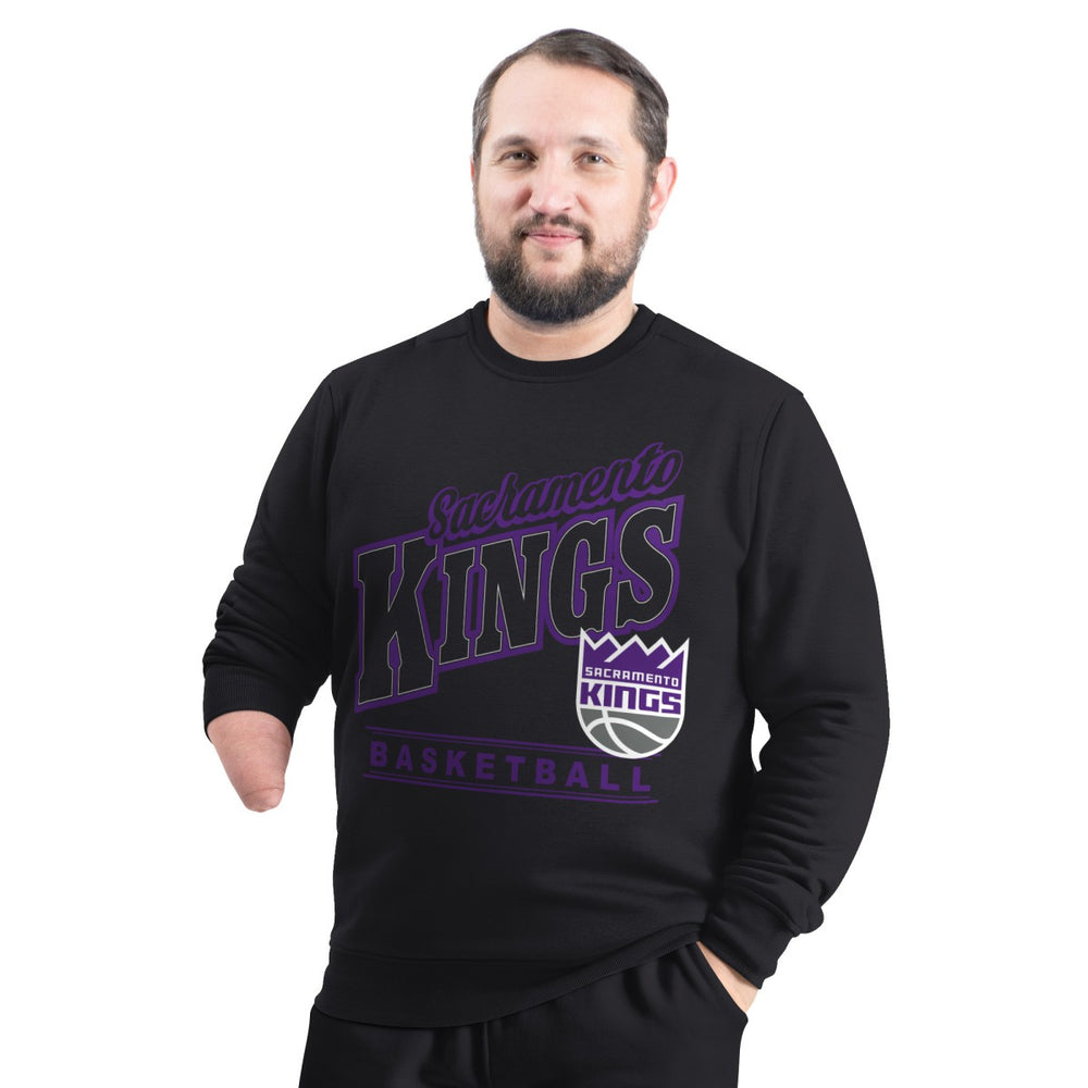 Black Sacramento Kings G-III Sports by Carl Banks Adaptive Headliner Fleece Crewneck Sweatshirt | NBA
