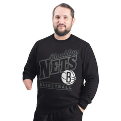 Black Brooklyn Nets G-III Sports by Carl Banks Adaptive Headliner Fleece Crewneck Sweatshirt | NBA