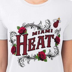 White Miami Heat G-III 4Her by Carl Banks Women's Super-Slim Fit Lightweight Roses Crew Neck T-Shirt | NBA
