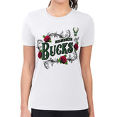 White Milwaukee Bucks G-III 4Her by Carl Banks Women's Super-Slim Fit Lightweight Roses Crew Neck T-Shirt | NBA