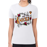White New York Knicks G-III 4Her by Carl Banks Women's Super-Slim Fit Lightweight Roses Crew Neck T-Shirt | NBA