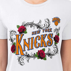 White New York Knicks G-III 4Her by Carl Banks Women's Super-Slim Fit Lightweight Roses Crew Neck T-Shirt | NBA