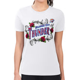 White Oklahoma City Thunder G-III 4Her by Carl Banks Women's Super-Slim Fit Lightweight Roses Crew Neck T-Shirt | NBA