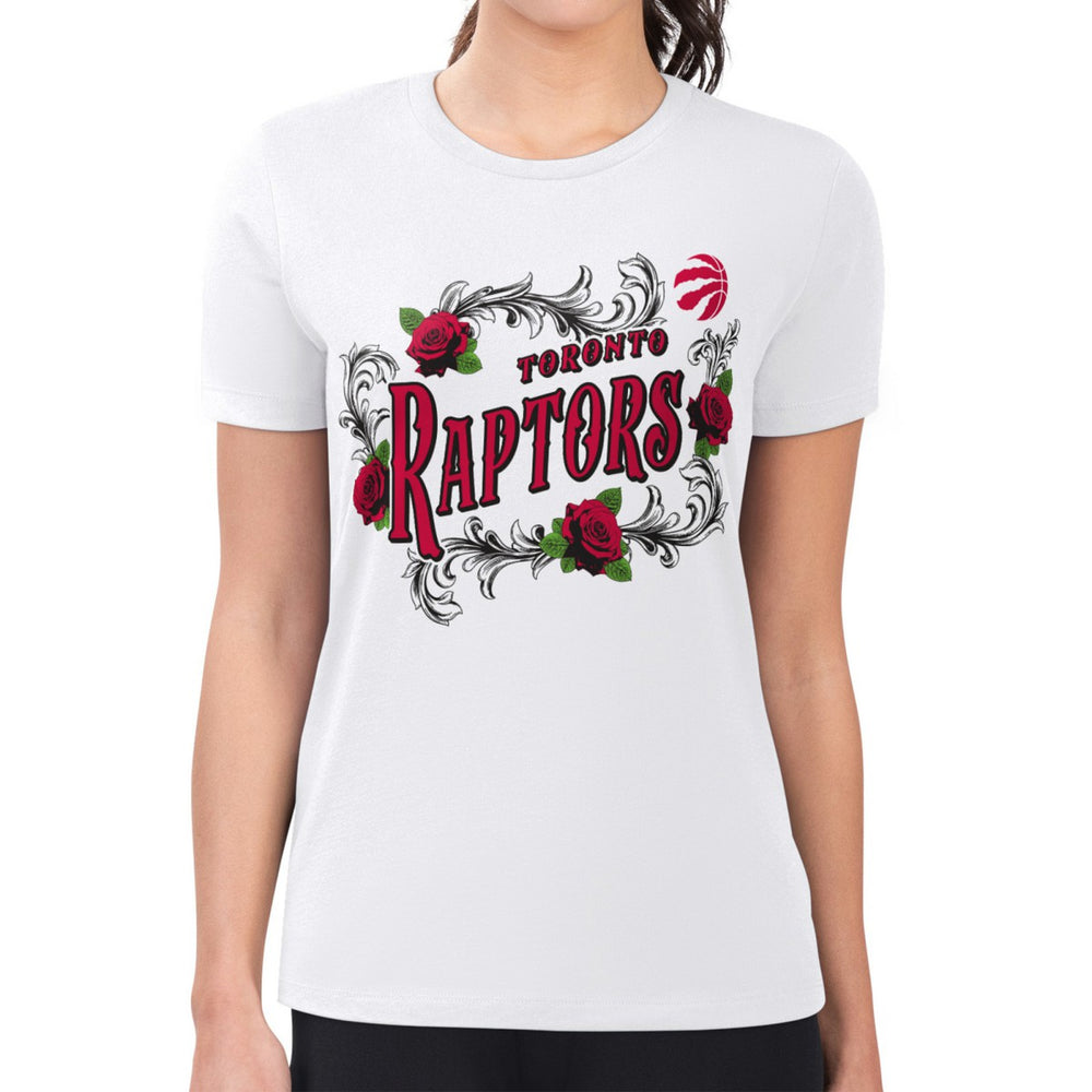White Toronto Raptors G-III 4Her by Carl Banks Women's Super-Slim Fit Lightweight Roses Crew Neck T-Shirt | NBA