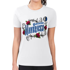 White Dallas Mavericks G-III 4Her by Carl Banks Women's Super-Slim Fit Lightweight Roses Crew Neck T-Shirt sale | NBA