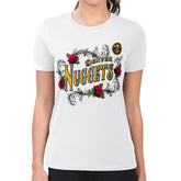 White Denver Nuggets G-III 4Her by Carl Banks Women's Super-Slim Fit Lightweight Roses Crew Neck T-Shirt sale | NBA