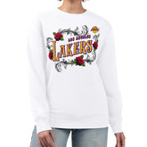 White Los Angeles Lakers G-III 4Her by Carl Banks Women's Roses Fleece Tri-Blend Sweatshirt | NBA