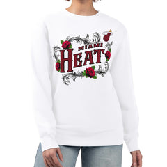 White Miami Heat G-III 4Her by Carl Banks Women's Roses Fleece Tri-Blend Sweatshirt | NBA