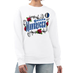 White Dallas Mavericks G-III 4Her by Carl Banks Women's Roses Fleece Tri-Blend Sweatshirt sale | NBA