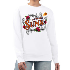 White Phoenix Suns G-III 4Her by Carl Banks Women's Roses Fleece Tri-Blend Sweatshirt | NBA