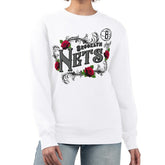 White Brooklyn Nets G-III 4Her by Carl Banks Women's Roses Fleece Tri-Blend Sweatshirt | NBA