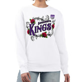 White Sacramento Kings G-III 4Her by Carl Banks Women's Roses Fleece Tri-Blend Sweatshirt | NBA