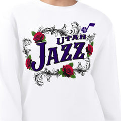 White Utah Jazz G-III 4Her by Carl Banks Women's Roses Fleece Tri-Blend Sweatshirt | NBA