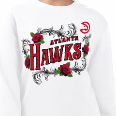 White Atlanta Hawks G-III 4Her by Carl Banks Women's Roses Fleece Tri-Blend Sweatshirt | NBA