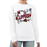 White LA Clippers G-III 4Her by Carl Banks Women's Roses Fleece Tri-Blend Sweatshirt | NBA