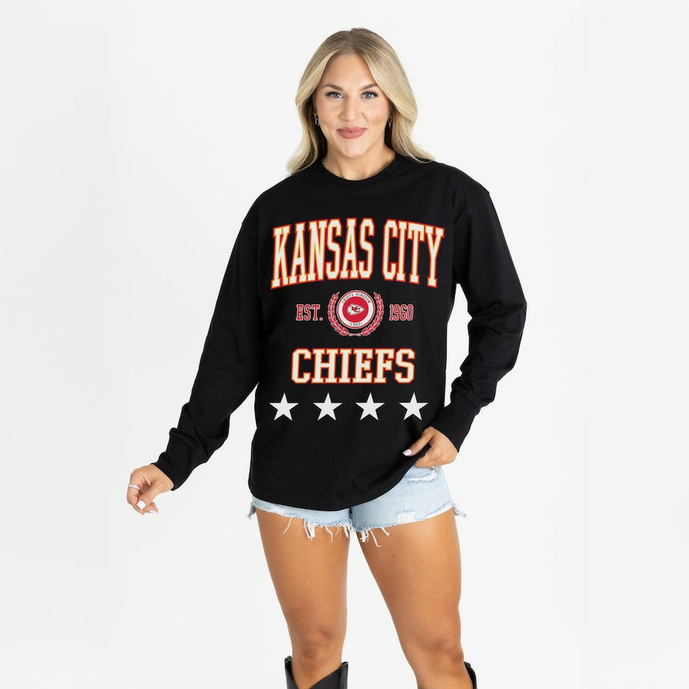 Kansas City Chiefs Gameday Couture Women's Oversized Everyday Star Long Sleeve T-Shirt | NFL Near me