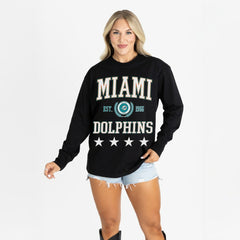 Miami Dolphins Gameday Couture Women's Oversized Everyday Star Long Sleeve T-Shirt | NFL Near me