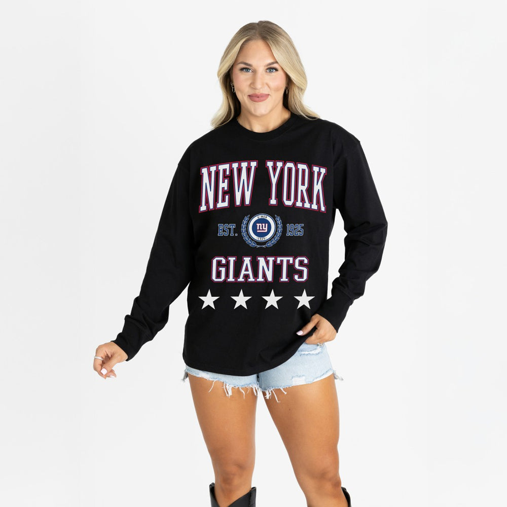 New York Giants Gameday Couture Women's Oversized Everyday Star Long Sleeve T-Shirt | NFL Outlet