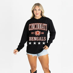 Cincinnati Bengals Gameday Couture Women's Oversized Everyday Star Long Sleeve T-Shirt | NFL On sale