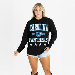 Carolina Panthers Gameday Couture Women's Oversized Everyday Star Long Sleeve T-Shirt | NFL New