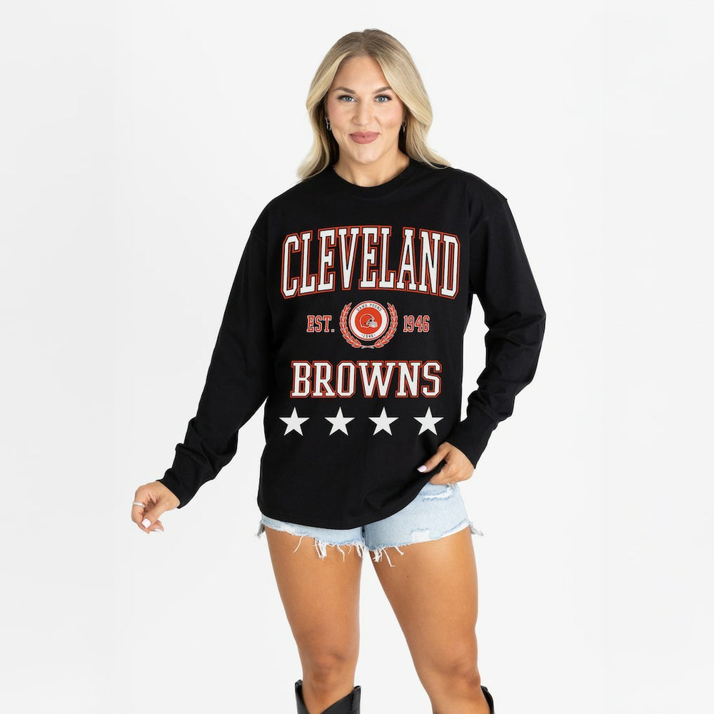 Cleveland Browns Gameday Couture Women's Oversized Everyday Star Long Sleeve T-Shirt | NFL US