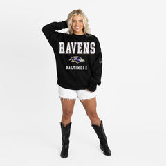 Baltimore Ravens Gameday Couture Women's Oversized Level Up Black Label Premium Fleece Sweatshirt | NFL Hot