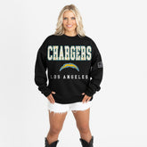 Los Angeles Chargers Gameday Couture Women's Oversized Level Up Black Label Premium Fleece Sweatshirt | NFL On sale