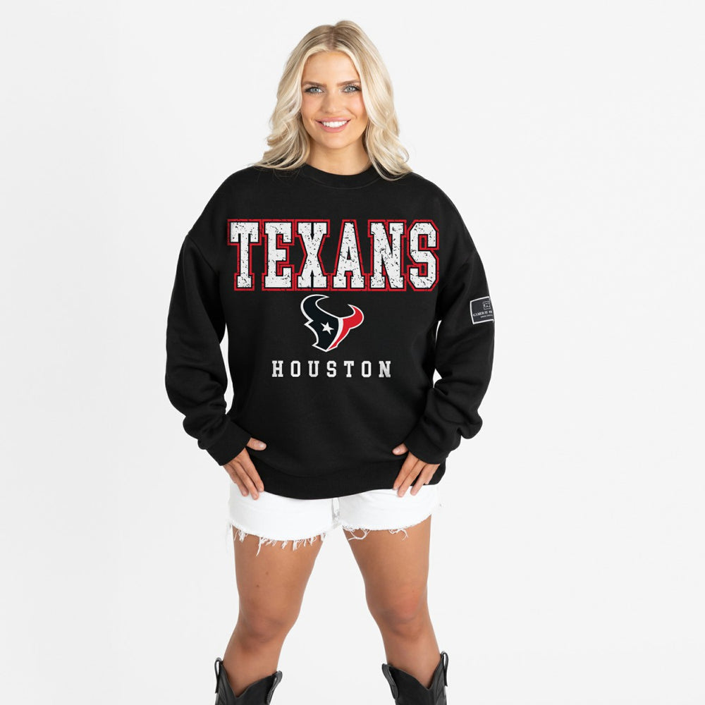 Houston Texans Gameday Couture Women's Oversized Level Up Black Label Premium Fleece Sweatshirt | NFL New