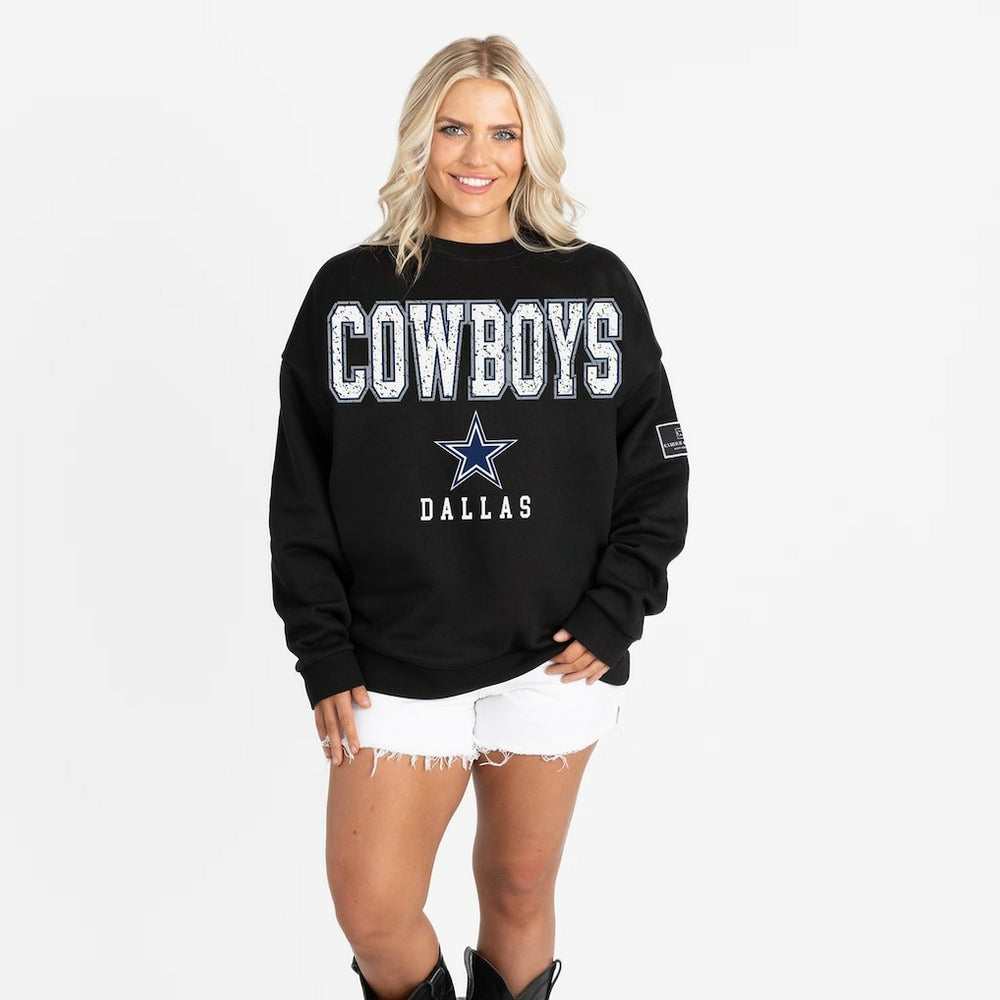 Dallas Cowboys Gameday Couture Women's Oversized Level Up Black Label Premium Fleece Sweatshirt | NFL Outlet
