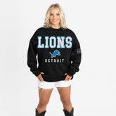 Detroit Lions Gameday Couture Women's Oversized Level Up Black Label Premium Fleece Sweatshirt | NFL Outlet