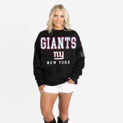 New York Giants Gameday Couture Women's Oversized Level Up Black Label Premium Fleece Sweatshirt | NFL Hot