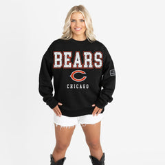 Chicago Bears Gameday Couture Women's Oversized Level Up Black Label Premium Fleece Sweatshirt | NFL Online