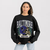 Baltimore Ravens Gameday Couture Women's Oversized Victory Lane Black Label Premium Fleece Sweatshirt | NFL Outlet