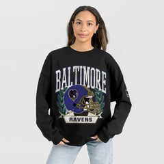 Baltimore Ravens Gameday Couture Women's Oversized Victory Lane Black Label Premium Fleece Sweatshirt | NFL Outlet