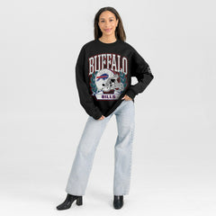 Buffalo Bills Gameday Couture Women's Oversized Victory Lane Black Label Premium Fleece Sweatshirt | NFL US