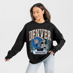 Denver Broncos Gameday Couture Women's Oversized Victory Lane Black Label Premium Fleece Sweatshirt | NFL Outlet