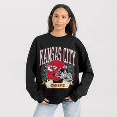 Kansas City Chiefs Gameday Couture Women's Oversized Victory Lane Black Label Premium Fleece Sweatshirt | NFL Outlet