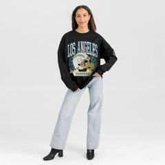 Los Angeles Chargers Gameday Couture Women's Oversized Victory Lane Black Label Premium Fleece Sweatshirt | NFL Hot