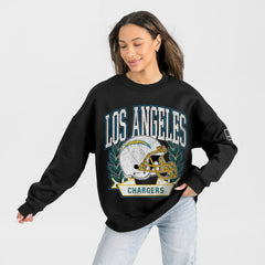 Los Angeles Chargers Gameday Couture Women's Oversized Victory Lane Black Label Premium Fleece Sweatshirt | NFL Hot
